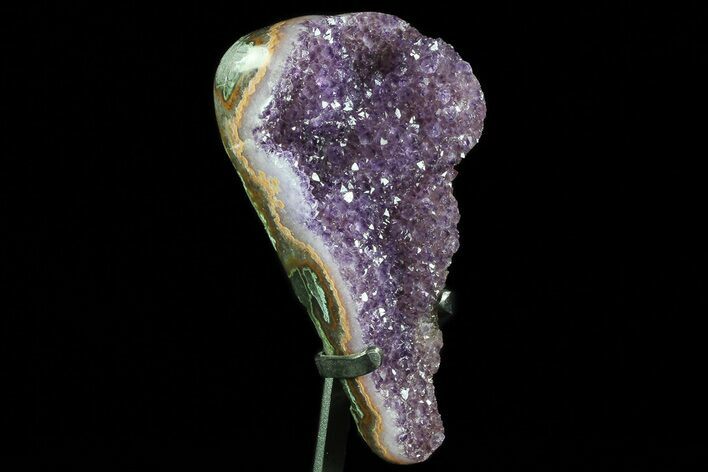 Tall Amethyst Cluster From Uruguay - Custom Metal Stand #76752